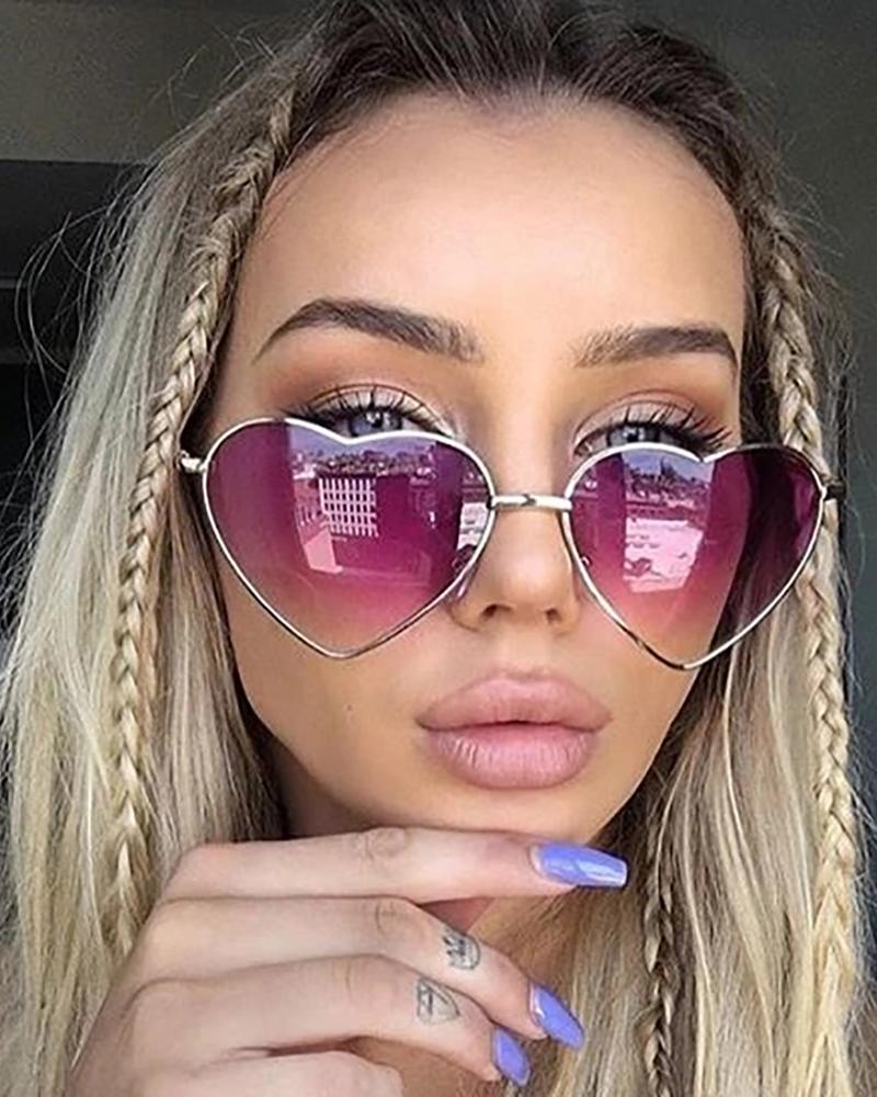 

1Pair Heart Shaped Rimless Clear Ocean Lenses Sunglasses, Red