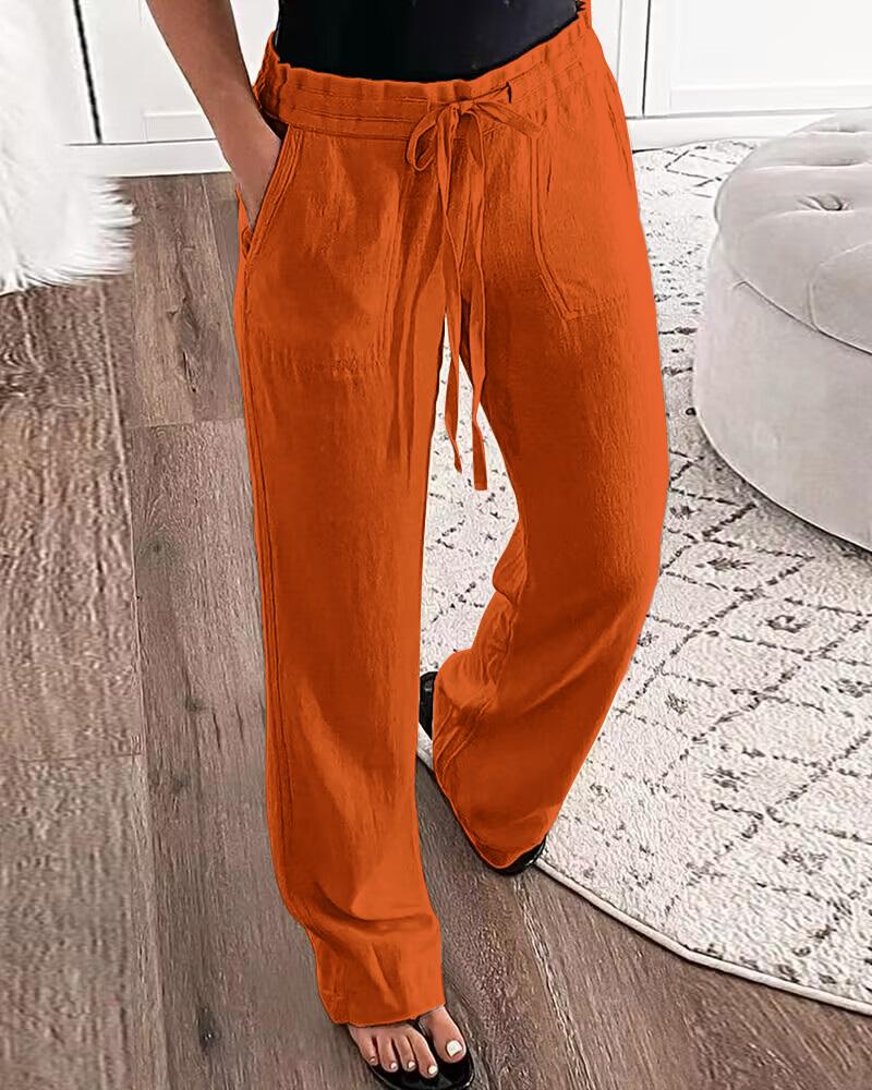 Drawstring Pocket Design Casual Pants