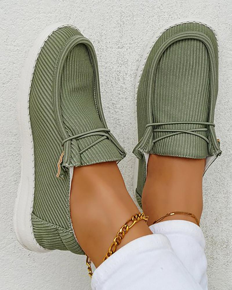 

Lace-up Slip On Canvas Loafers, Army green