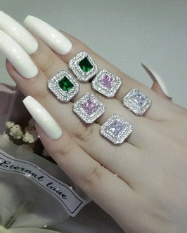 

1Pair Square Shaped Rhinestone Stud Earrings, White
