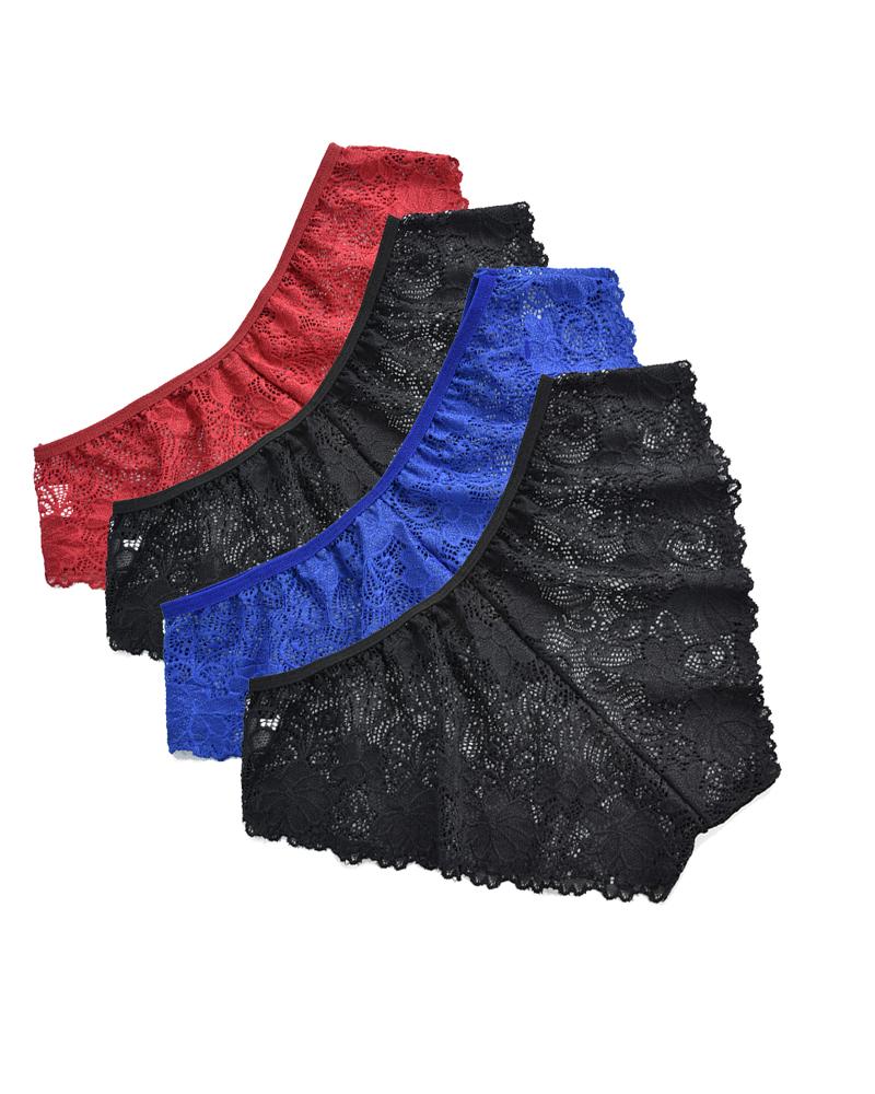 

4PCS/Set Mixed Color Floral Lace Panty, Style3