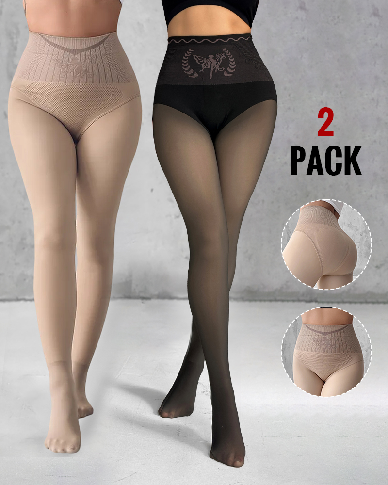 

Lot de 2 leggings doublés en polaire magique ChicMe ShapeLift, taille haute, contrôle du ventre, rehaussement des fesses, collants thermiques, Style2