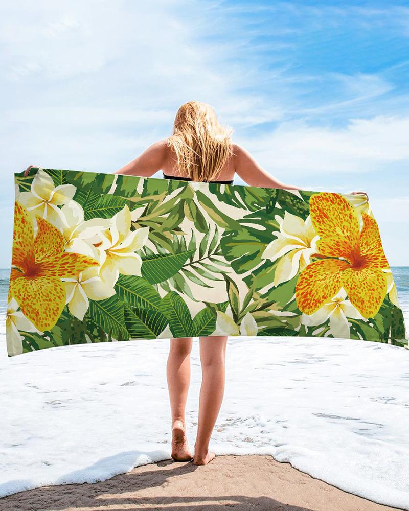

1pc Tropical Print Large Beach Blanket Bath Towel, Style5