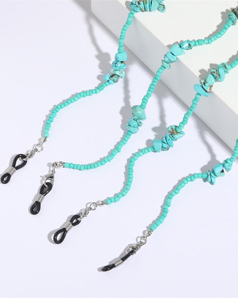 

1pc Beaded Turquoise Sunglasses Chain, Green
