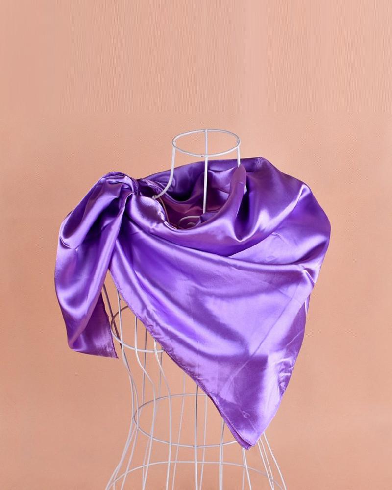 

Plain Satin Square Scarf Headband, Light purple