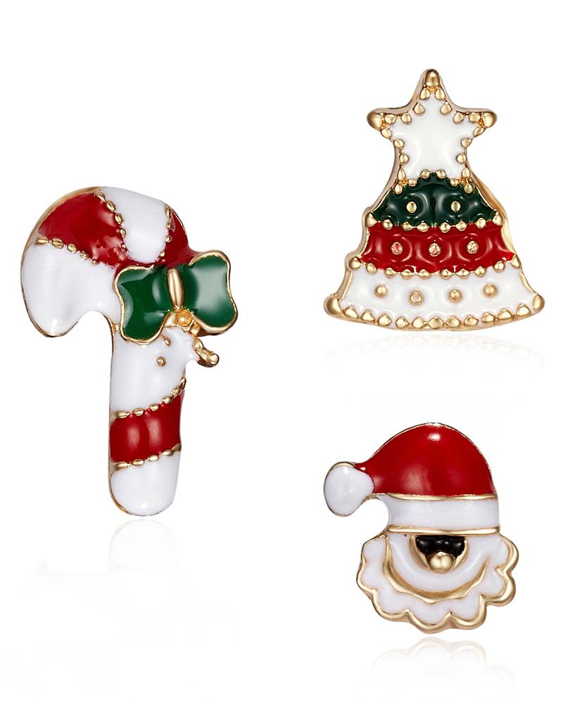 

3Pairs Christmas Pattern Earring Set, Style4