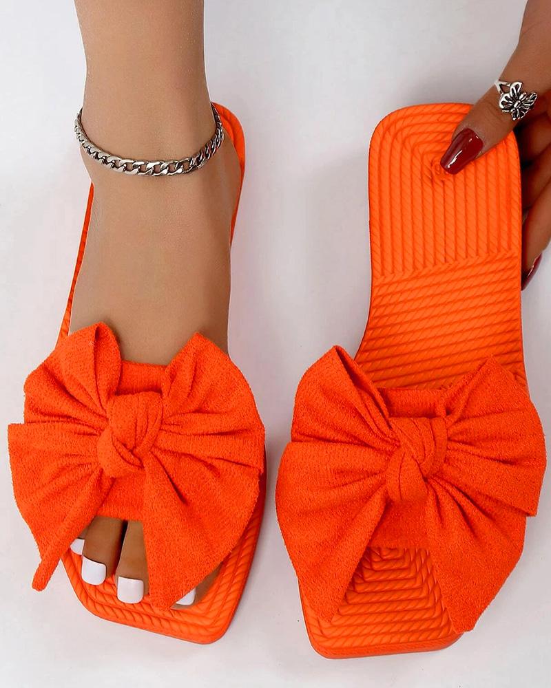 

Bowknot Design Summer Slippers, Orange