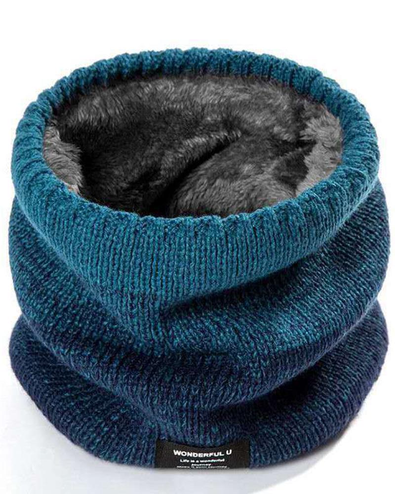 

Women's Neck Warmer Fleece Lined Knitted Gaiter Double-layer Thick Winter Warm Windproof Circle Scarf, Blue