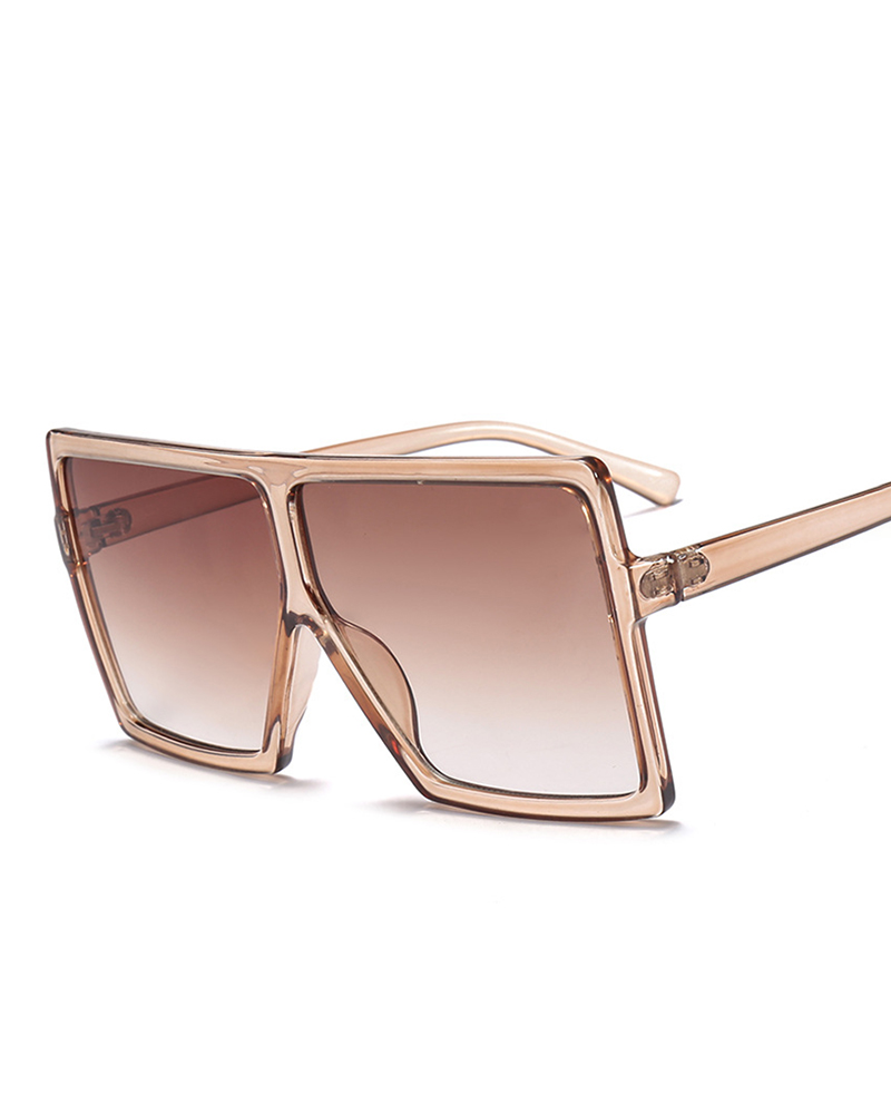 

Stylish Big Square Frame Sunglasses, Khaki