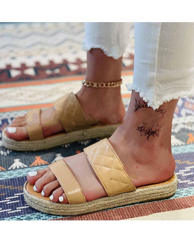 

Round-toe Double-straps Open-toe Platform Sandals, Apricot