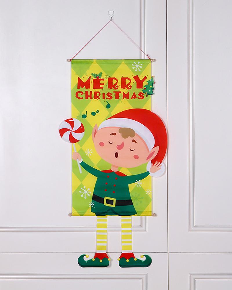 

1pc Christmas Wall Hanging Flag Door Banner Porch Sign Hanging Banner Flag Home Wall Indoor Outdoor Christmas Party Decoration, Style5