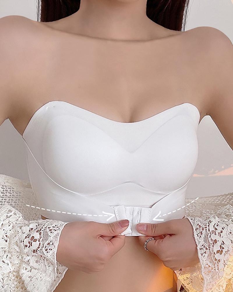 

Adjustable Strap Seamless Push Up Bralette, White