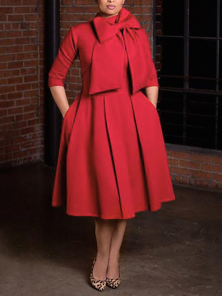 

Vintage Bowknot Ruched Party Dress, Red