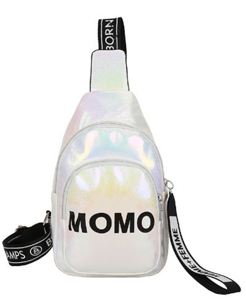 

Letter Tape Zipper Design Cute Shoulder Bag, Multicolor