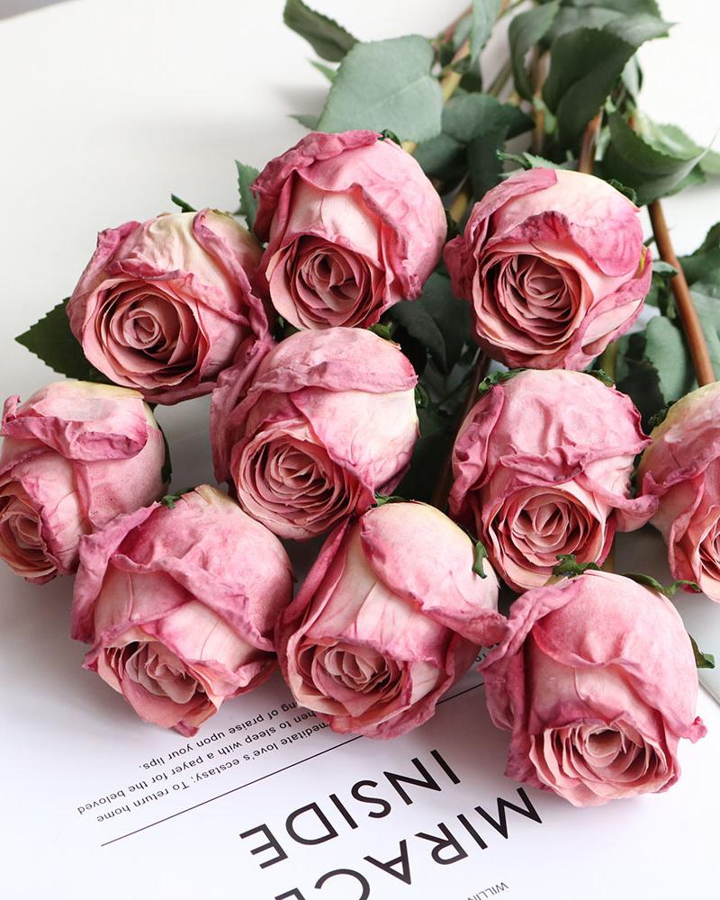 

1pc Burnt Edge Artificial Rose Bouquet Flower Arrangement Wedding Table Centerpiece Decoration, Purple
