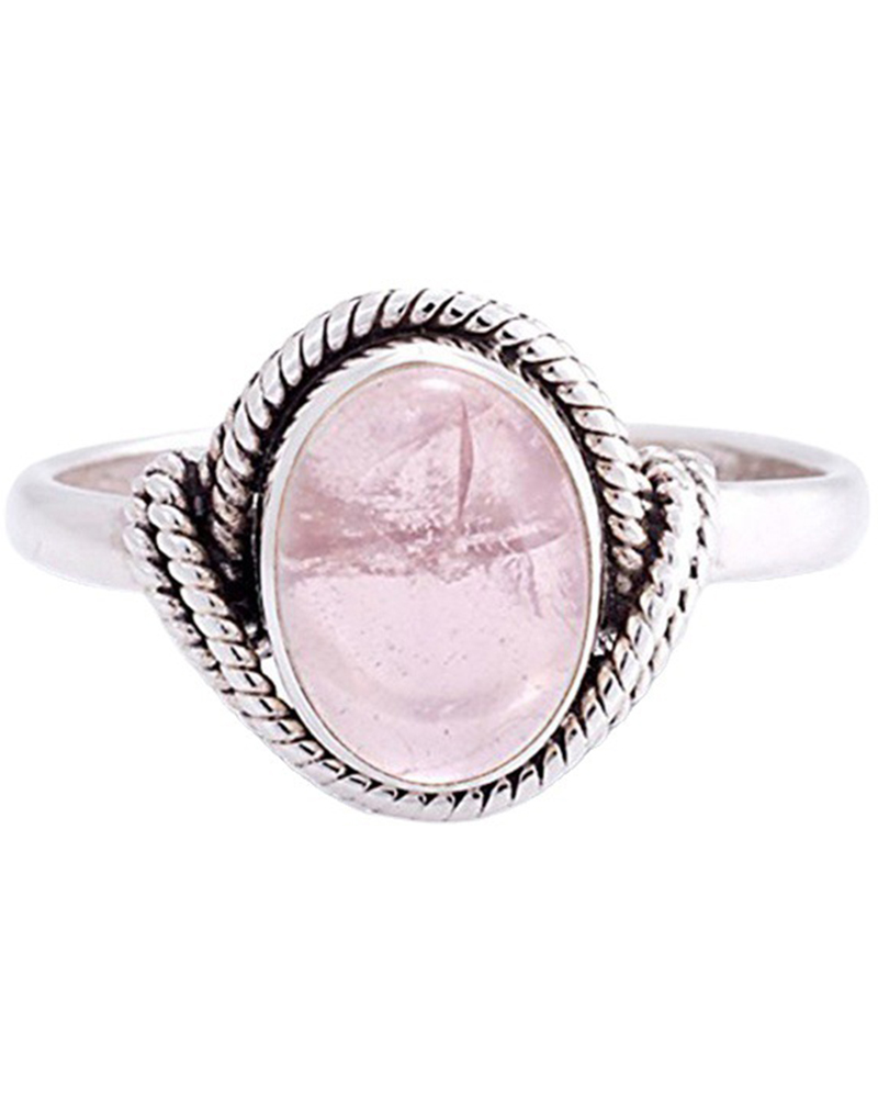 

1pc Oval Crystal Stone Vintage Wedding Ring, Pink