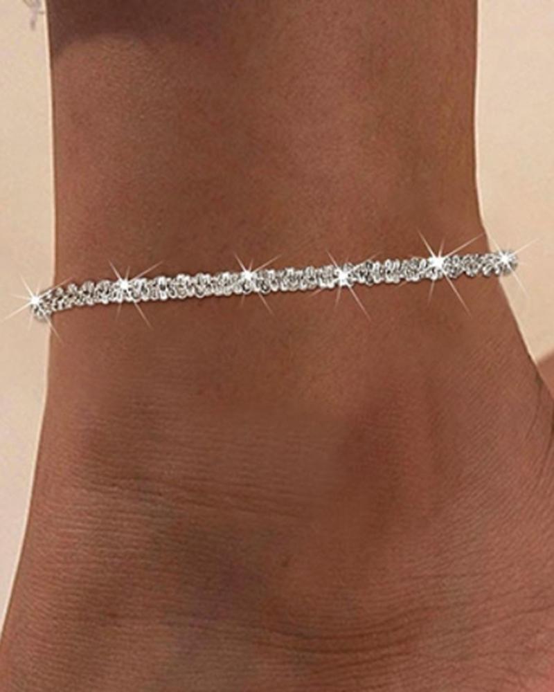 

1pc Twisted Beach Chain Anklet, Silver