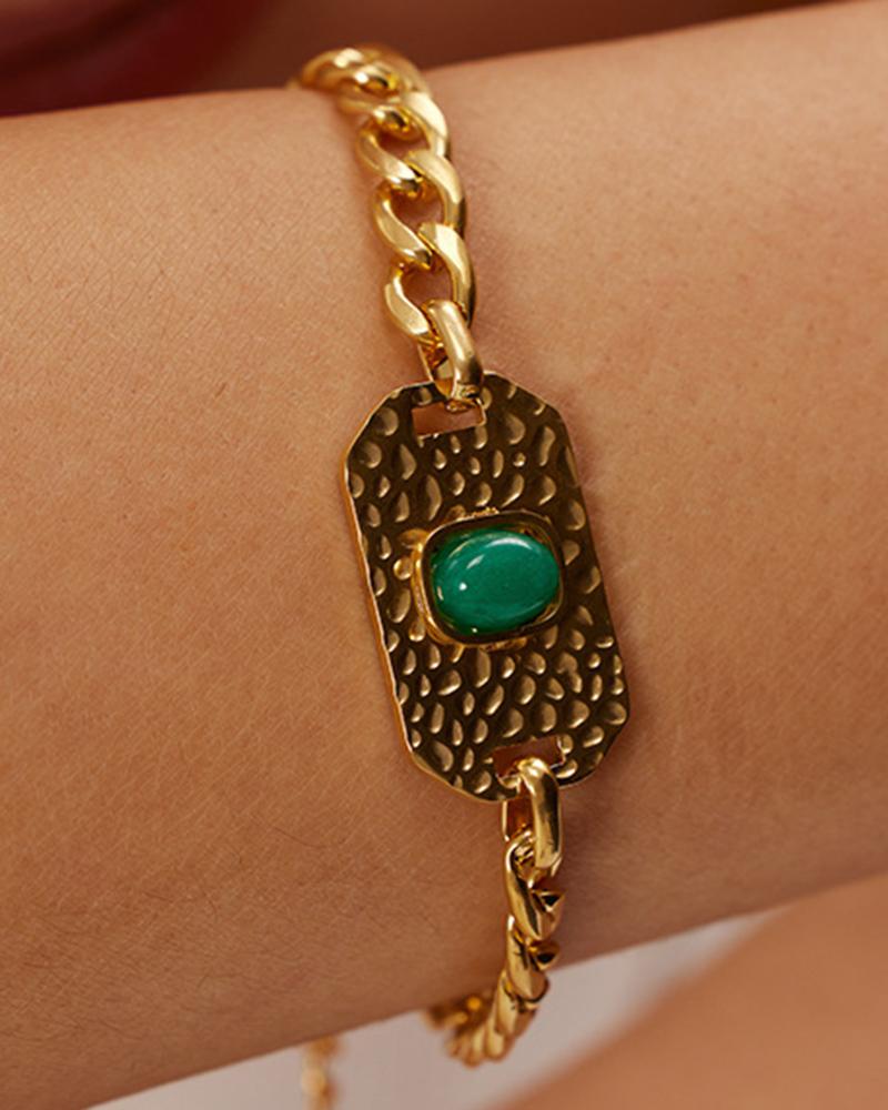 

1pc Vintage Crystal Stone Decor Bracelet, Gold