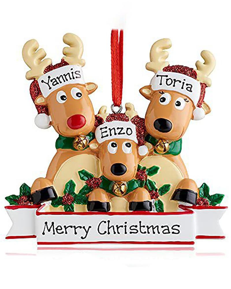 

Cute Deer Holiday Winter Gift Personalized Reindeer Family Christmas Tree Ornament, Style3