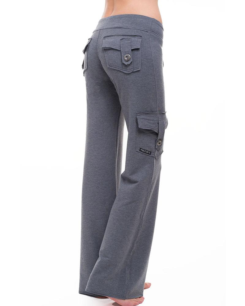 

Drawstring Pocket Design Flared Pants, Dark grey
