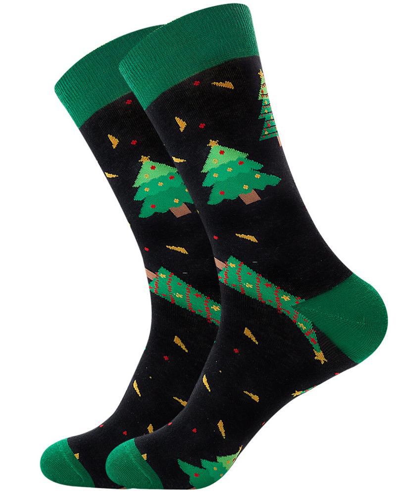 

Christmas Mixed Print Men Socks, Green