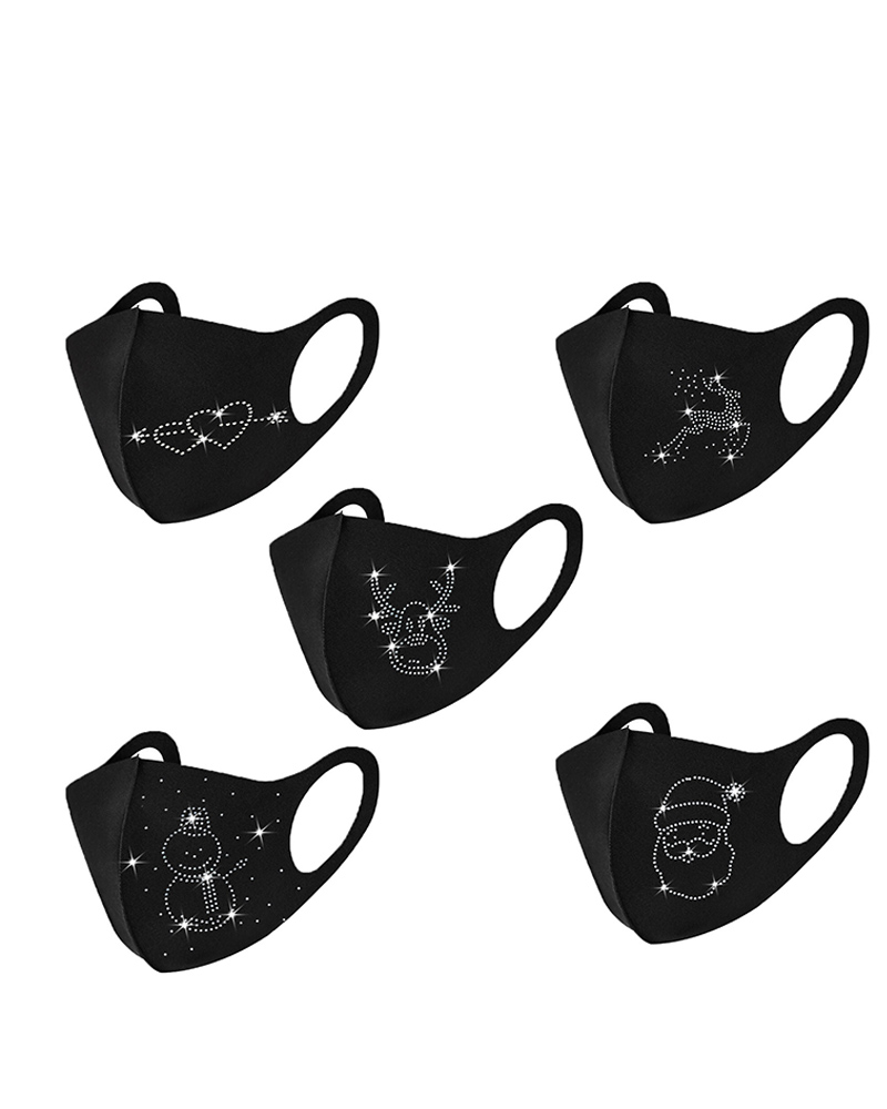 

5PCS/Set Mutil Pattern Studded Breathable Face Mask, Style2