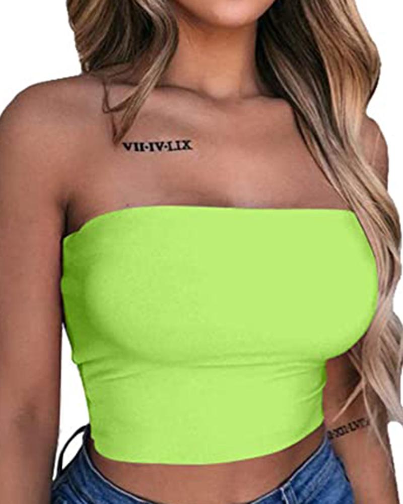 

Bandeau Strapless Crop Tube Top, Lvs green