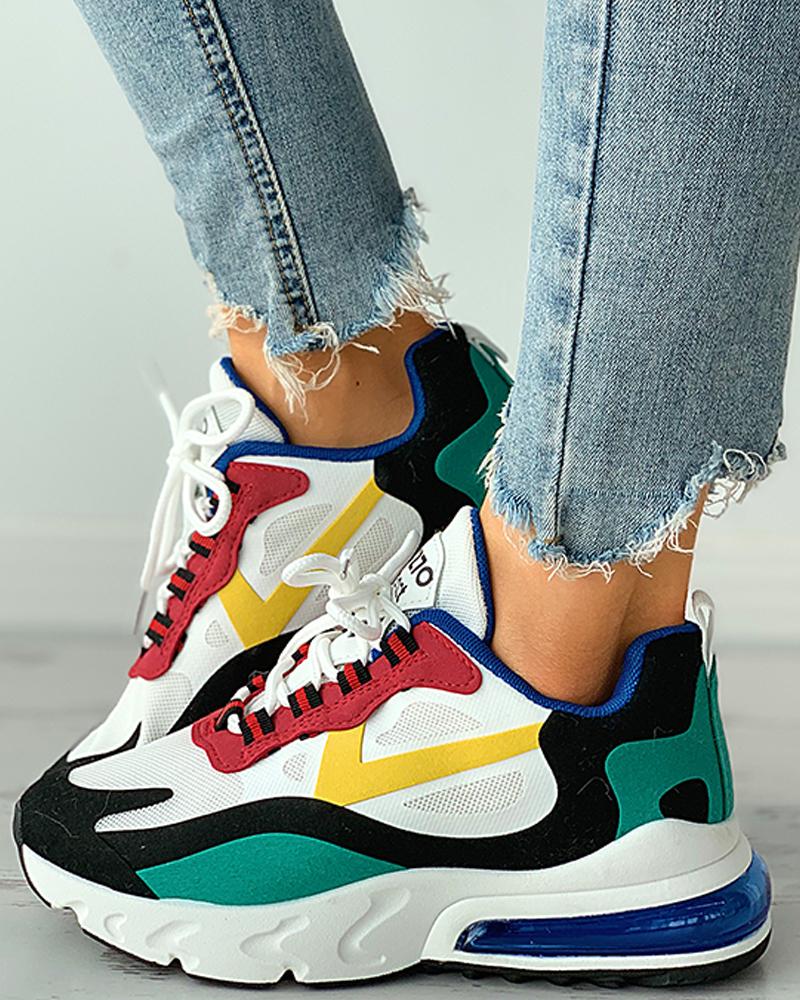 

Lace-up Breathable Colorblock Casual Sneaker, Blue