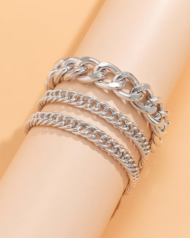 

3pcs Simple Chain Bracelet, Silver