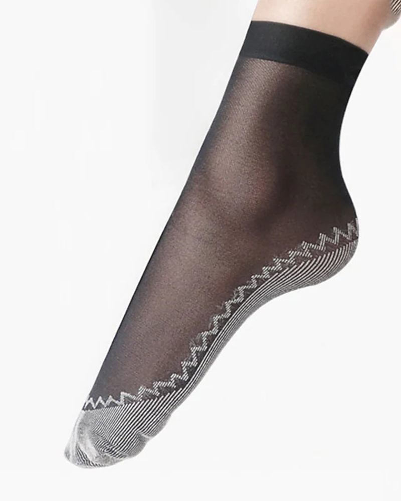 

5Pair Sheer Mesh Non Slip Socks Set, Black