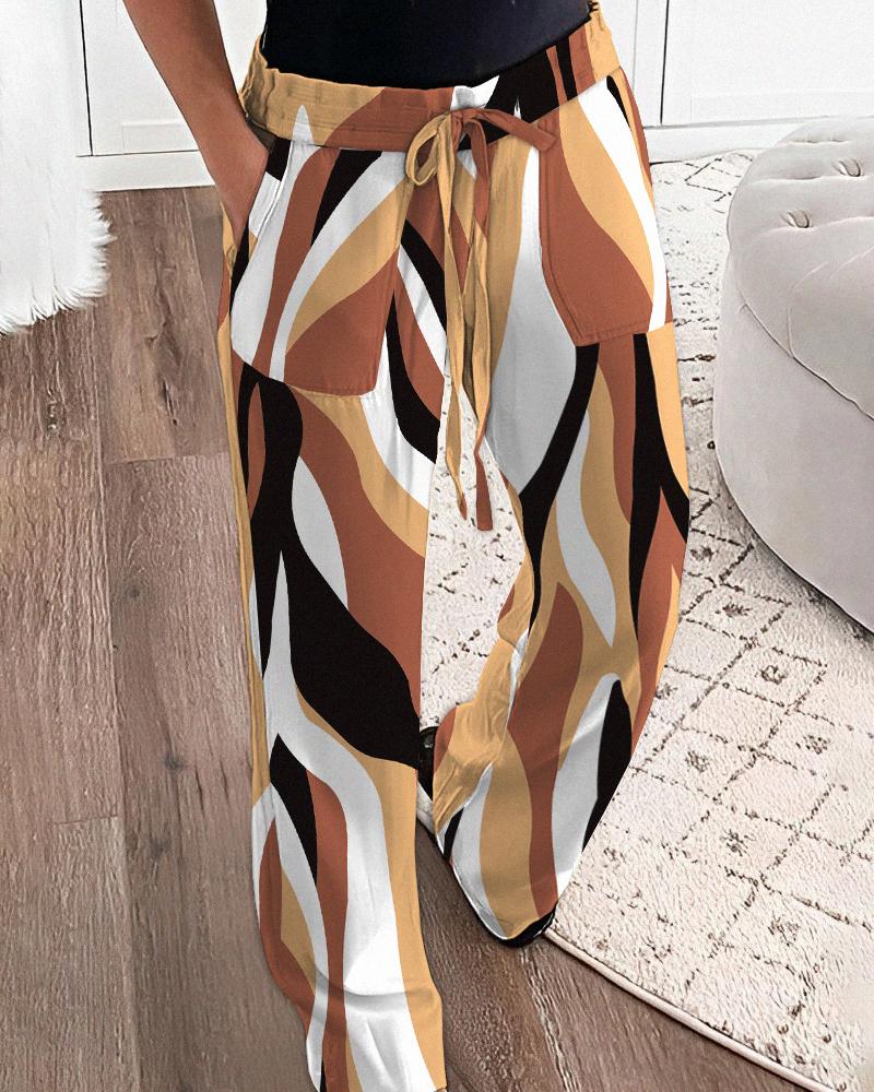 

Abstract Print Drawstring Casual Pants, Multicolor