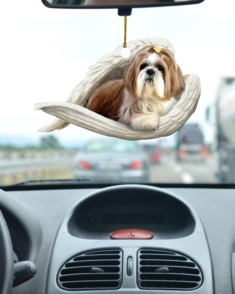 

White Angel Wing Sleeping Dog Decorative Ornament, Style2