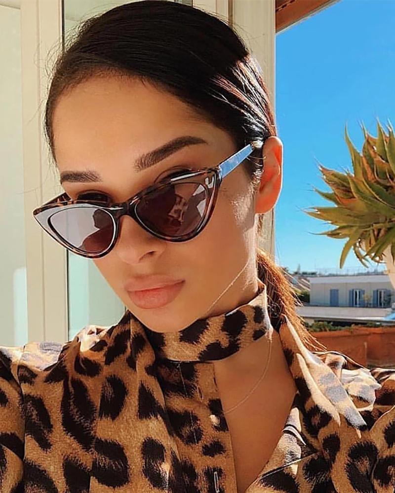 

1Pair Cat Eye Cheetah Print Sunglasses, Leopard