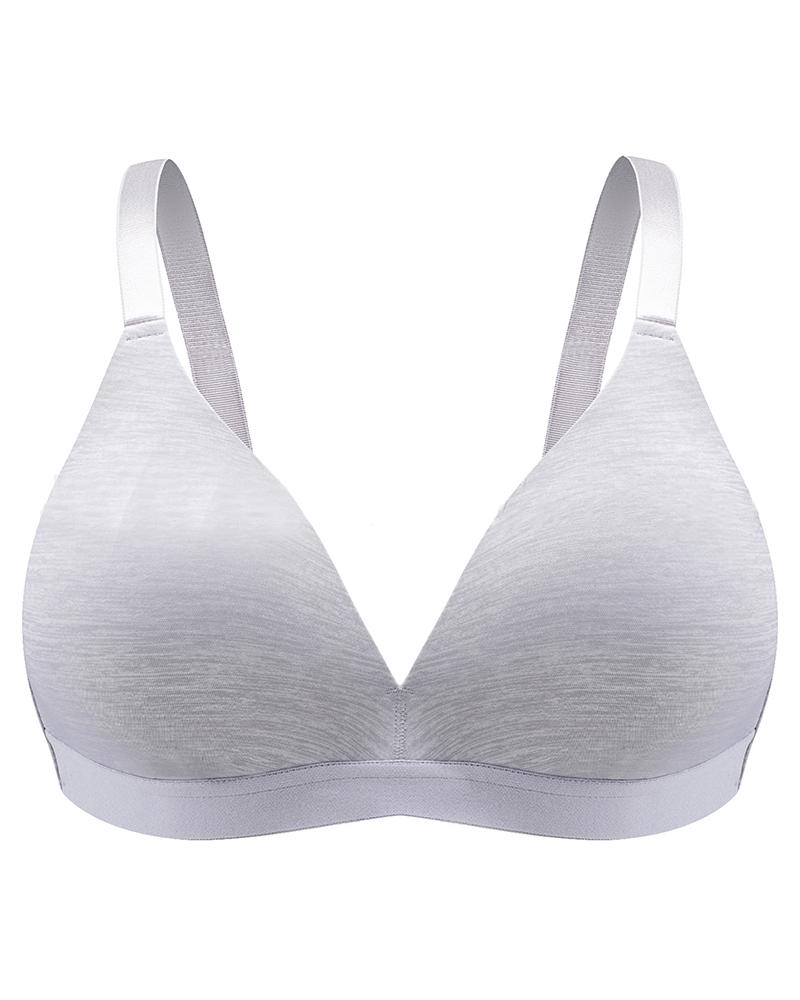 

Plus Size Seamless 3 Hook Back Full Coverage Wireless Lifting Bra, Light gray