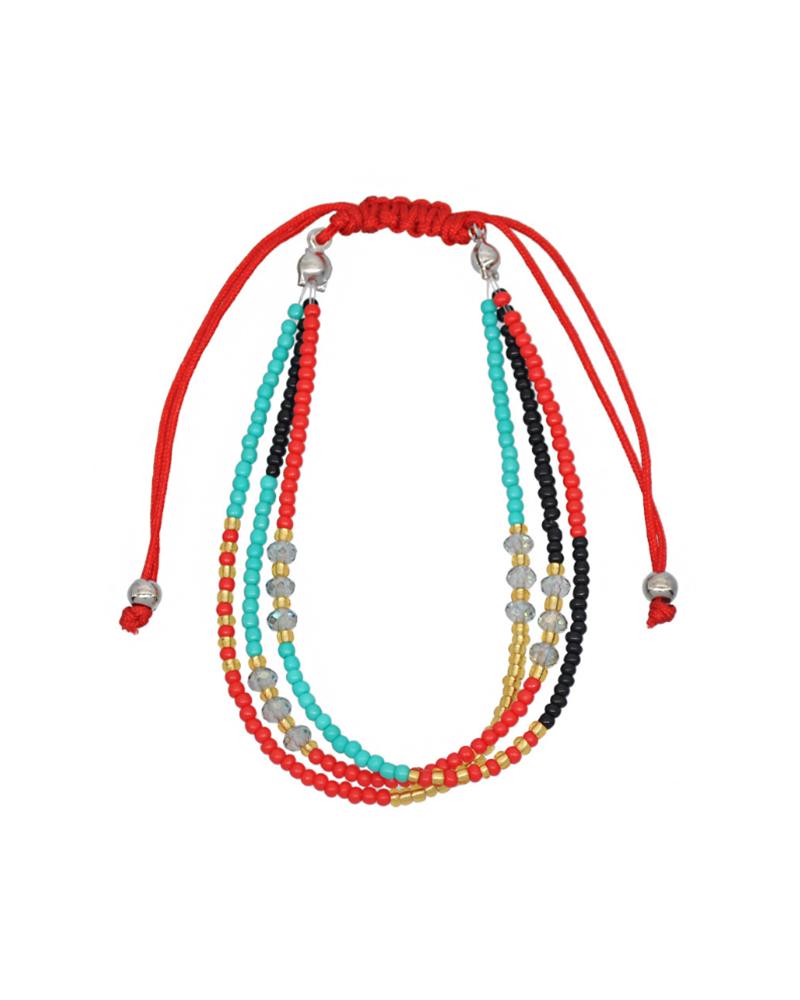 

Boho Colorful Beaded Adjustable Bracelet, Red