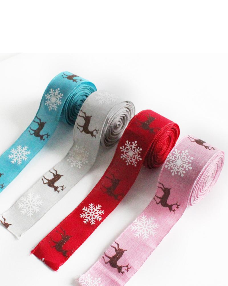 

Christmas Snowflake Elk Gift Ribbon Decoration, Blue
