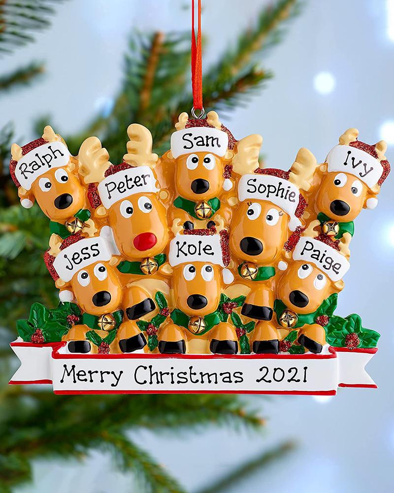 

Cute Deer Holiday Winter Gift Personalized Reindeer Family Christmas Tree Ornament, Style8