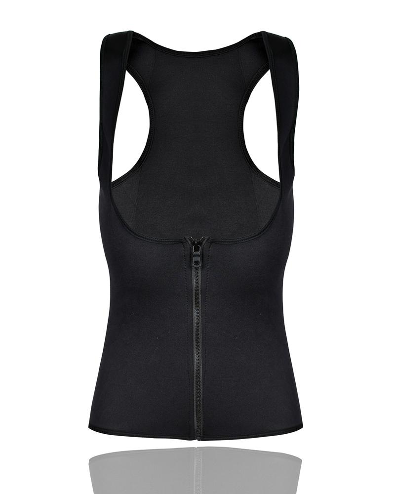 

Colorblock Zipper Closure Skinny Corsets, Black