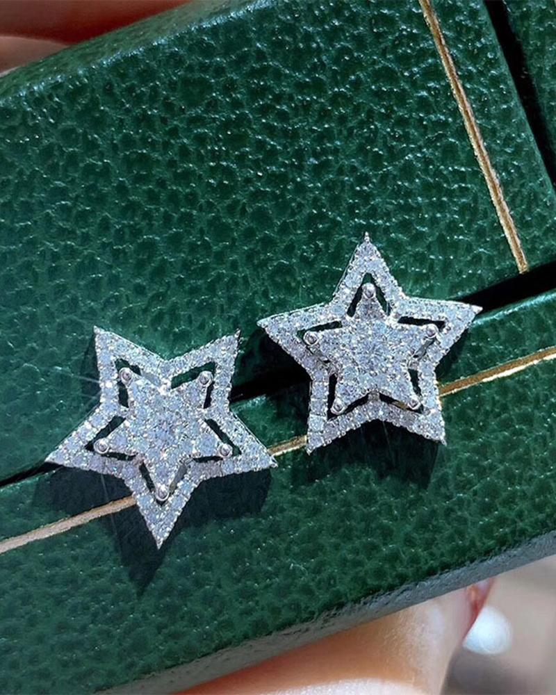 

1Pair Star Shaped Earrings, Silver
