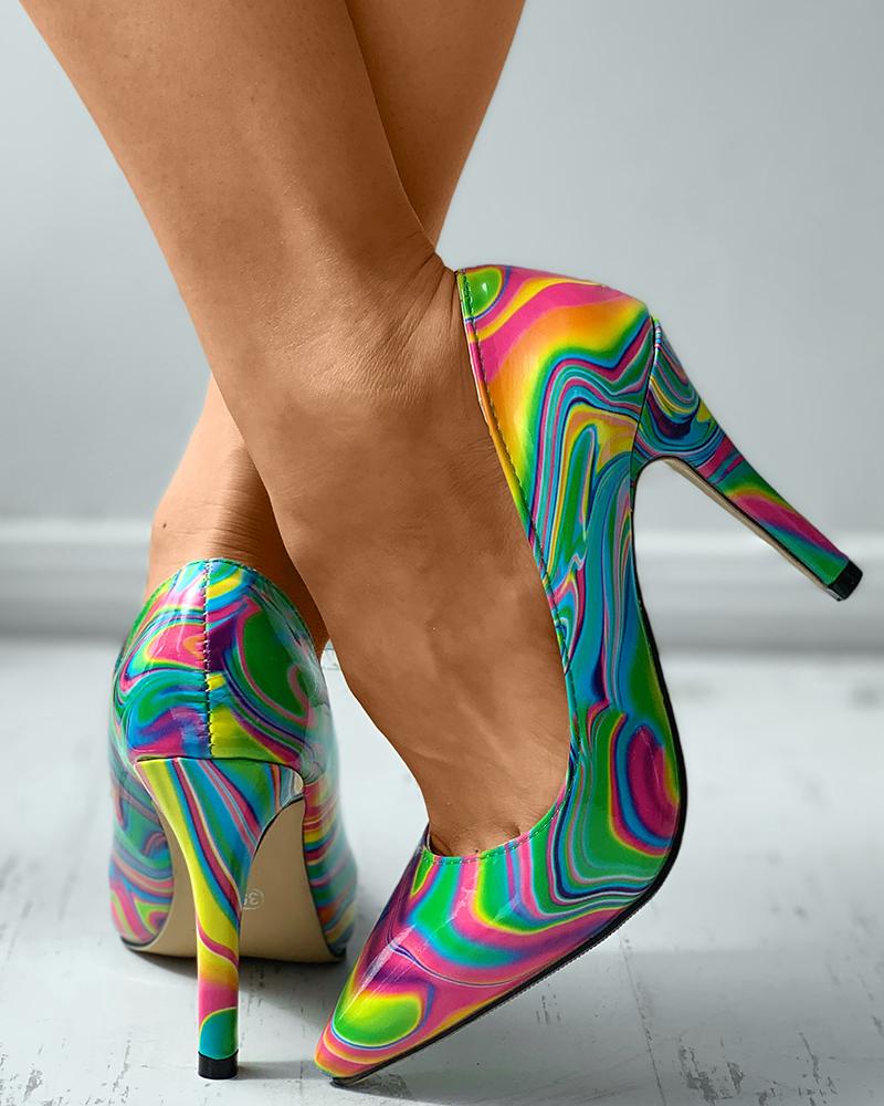 Colorblock Pointed Toe Stiletto Heels