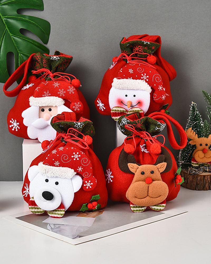 

Christmas Candy Treat Gift Drawstring Cartoon Snowflake Pattern Bag, Style1