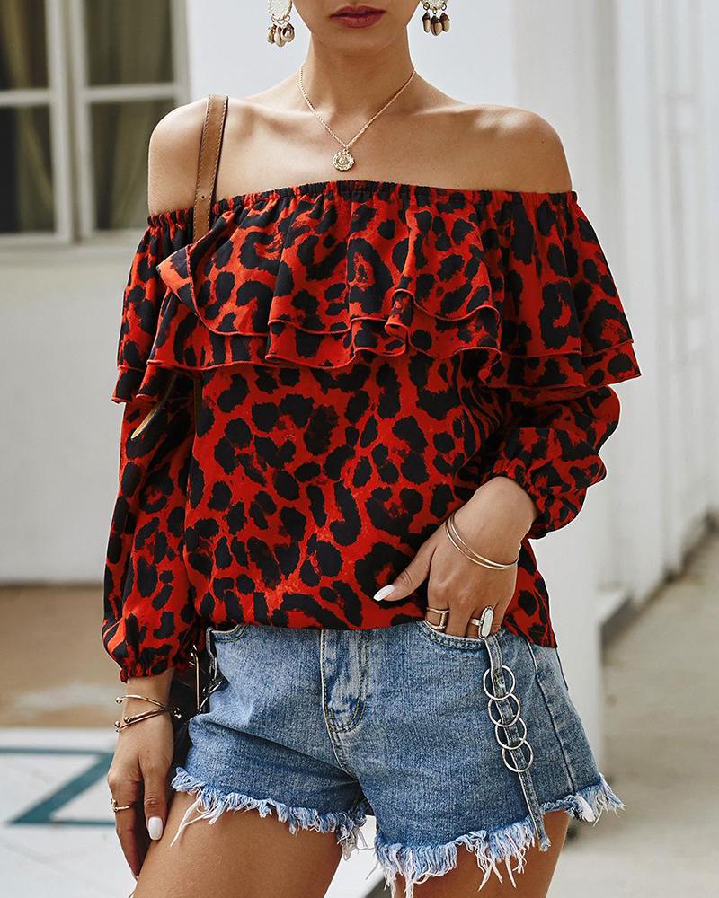 

Off Shoulder Layered Ruffle Top, Red