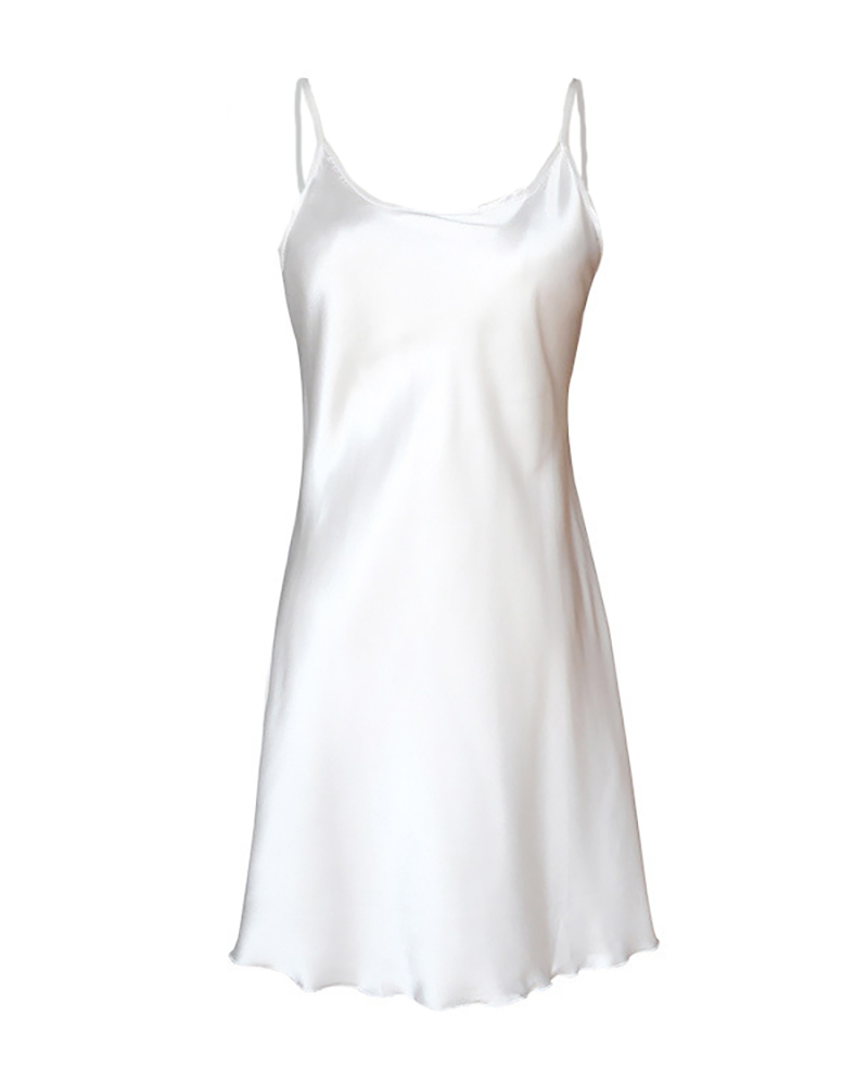 

Plain Spaghetti Strap Nightgowns, White