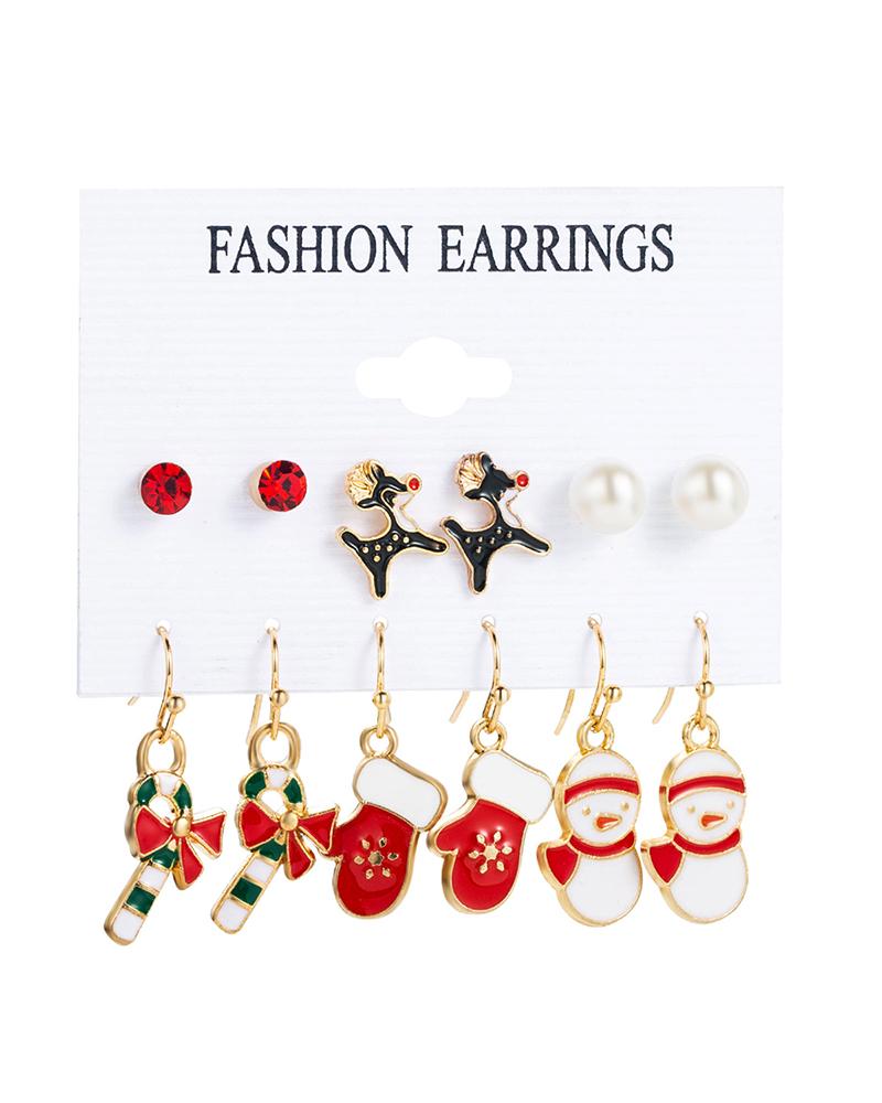 

6Pairs Christmas Cartoon Graphic Earrings Set, Style7