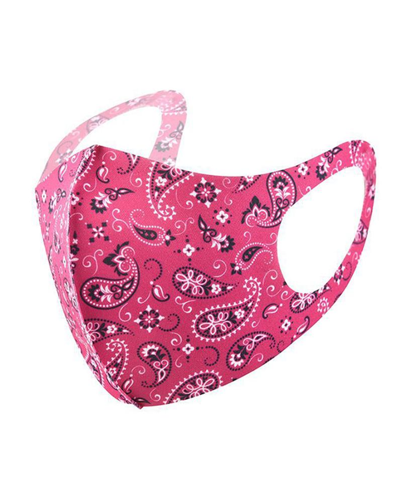 

Ice Silk Paisley Print Breathable Mouth Mask, Hot pink