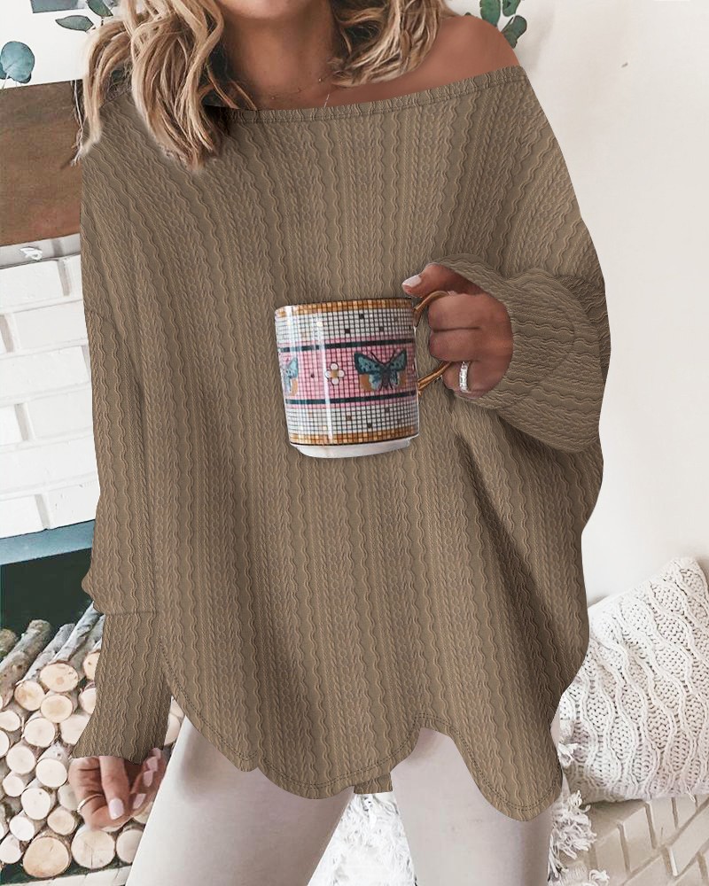 Casual Crew Neck Cable-Knit Top