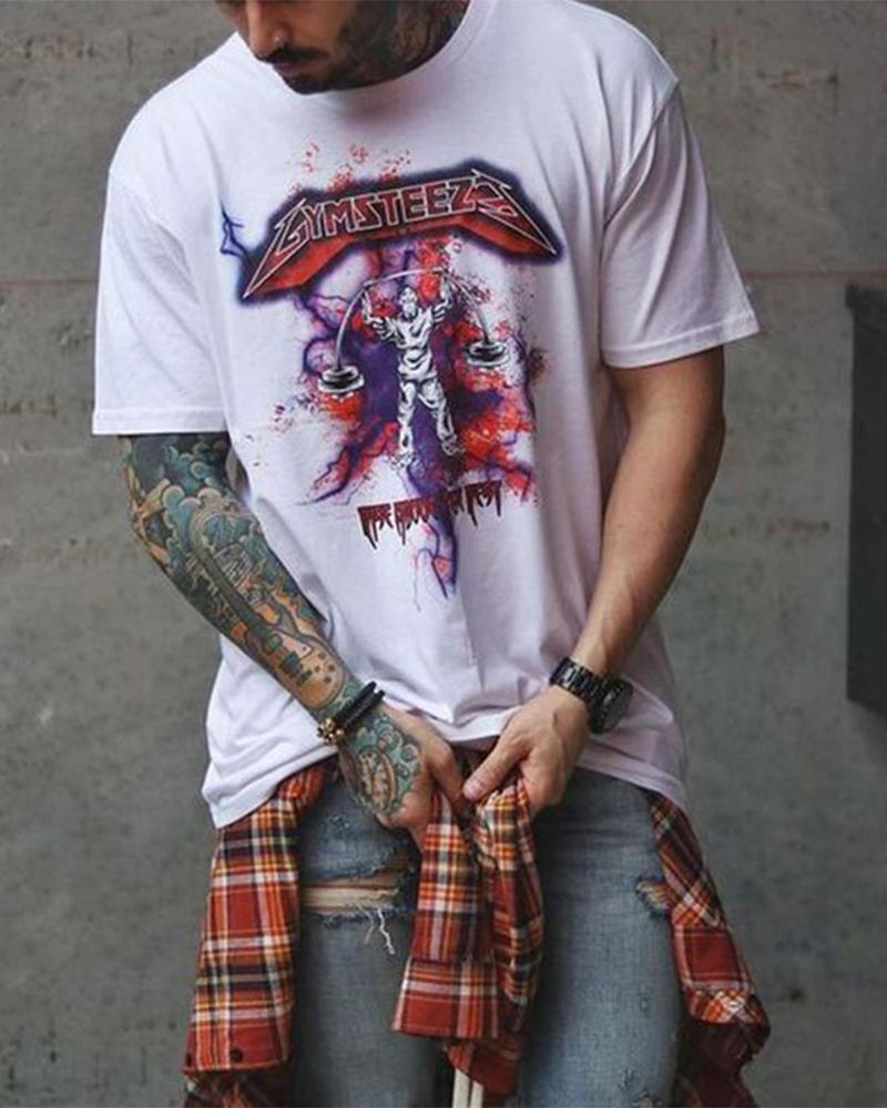 

Cartoon Patterns Print Short Sleeve Loose T-shirts, White