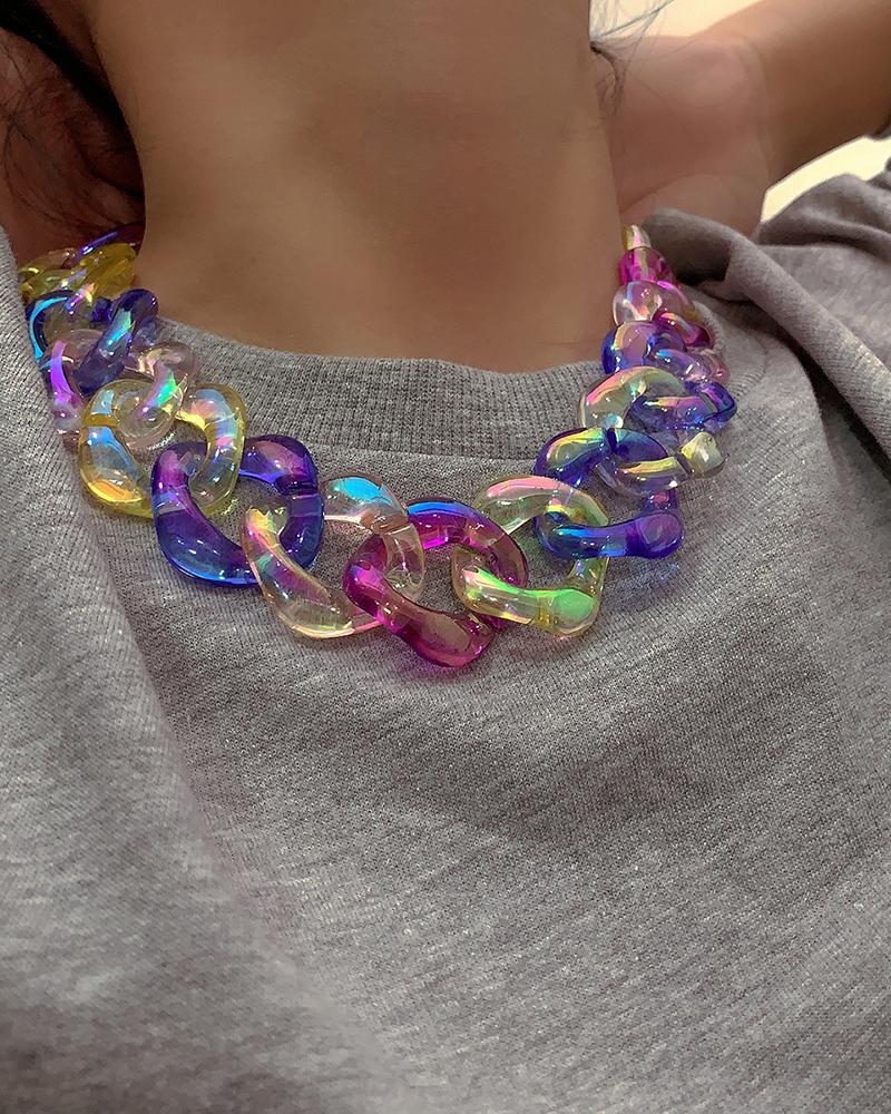 

Colorful Acrylic Chain Necklace, Multicolor