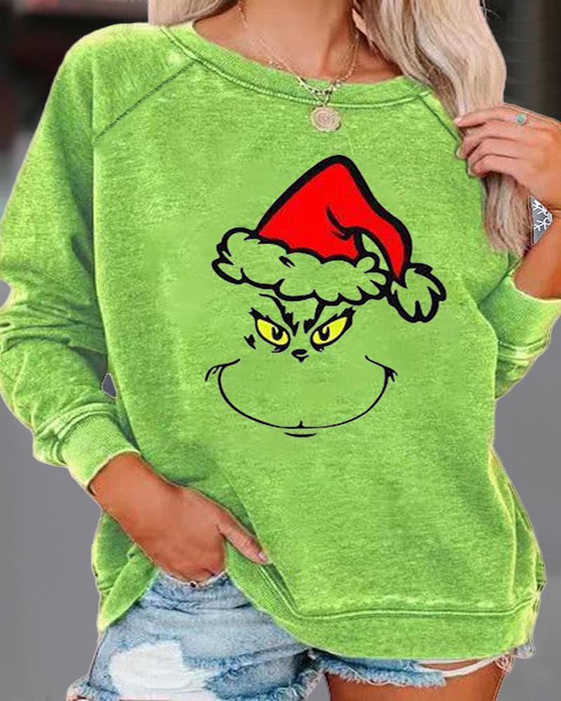 Plus Size Graphic Stole Christmas Print Casual Top