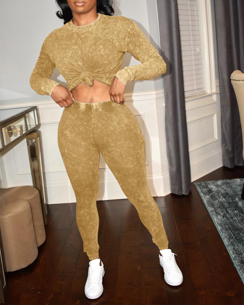 

Long Sleeve Top & Skinny Pants Set, Yellow